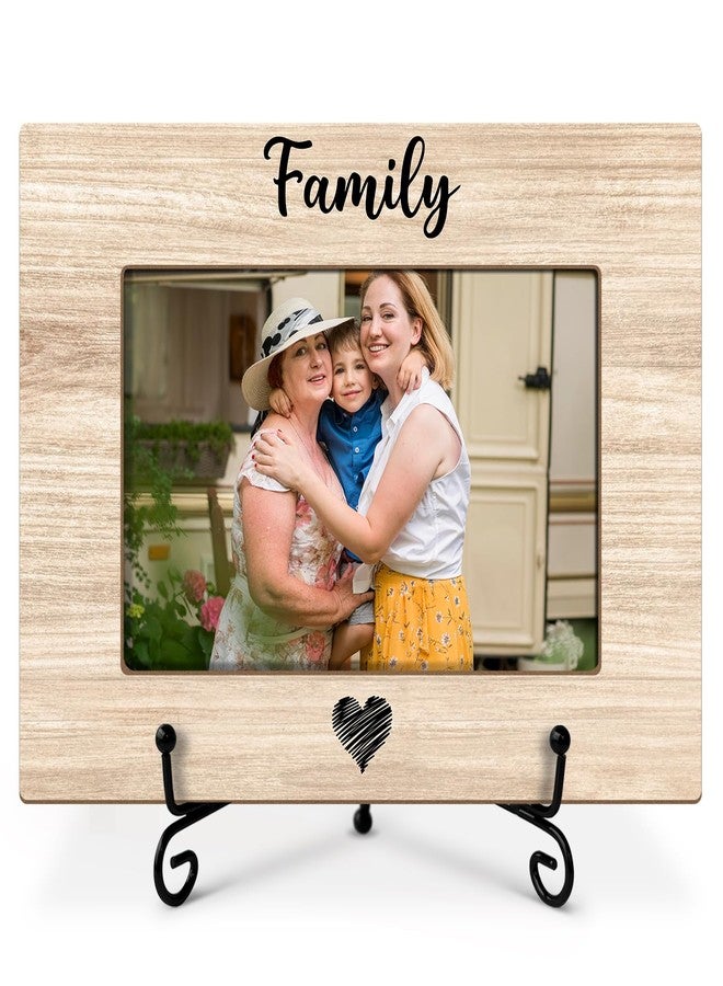 LWBEO Family Wooden Picture Frame, Housewarming Gift for Parents & Grandparents - 4x6 Inch Horizontal Frame with Stand - Image 1